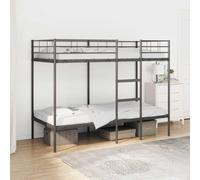 Iiaky Literas Juveniles 100x190 con Escalera Litera Metálica 100x190 Litera Doble Estructura de Metal Ahorra espacio-Negro-100 x 190 cm