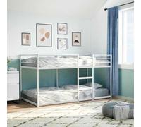 Iiaky Literas Juveniles 100x200 con Escalera Litera Metálica Litera Doble Estructura de Metal -Blanco -100 x 200 cm