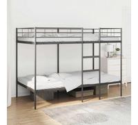 Iiaky Literas Juveniles 107 x 203 con Escalera Litera Metálica 107 x 203 Litera Doble Estructura de Metal Ahorra espacio-Negro-107 x 203 cm