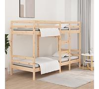 Iiaky Literas Juveniles 75 x 190 Madera Literas Modernas con escaleray 2 Camas de 75 x 190 cm Litera de Madera Maciza de pino-Natural-75 x 190 cm