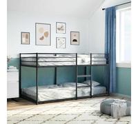 Iiaky Literas Juveniles 90 x 190 con Escalera Litera Metálica Litera Doble Estructura de Metal -negro-90 x 190 cm