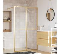 Iiaky Mampara Puerta Ducha Vidrio Transparente ESG Dorado 118x195 cm Duchas De BañO Columna