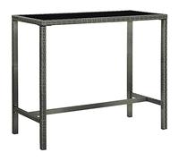 Iiaky Mesa Alta de jardín ratán sintético y Vidrio Gris 130x60x110cm Mesa Auxiliar Jardin Exterior Mesa De Jardin