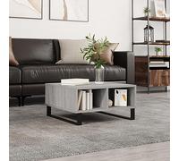 Iiaky Mesa de Centro Madera de ingeniería Gris Sonoma 60x60x30 cm 4 Compartimentos Mesa de Café