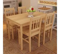 Iiaky Mesa de Comedor y 4 sillasde Madera Color Natural Mesa Madera Exterior Mesa De JardíN