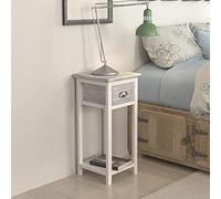 Iiaky Mesita de Noche con 1 cajón Gris y Blanca mesillas de Noche Dormitorio mesitas de Noche mesinhas de cabeceira