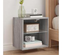 Iiaky Mesita de Noche de Pared con Luces LED mesillas de Noche mesita Flotante Dormitorio Mesa de Noche Gris Sonoma