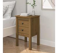 Iiaky Mesita de Noche mesitas de Noche Dormitorio Bedside Table Mesa de cabeceira Madera Maciza de Pino marrón 40x35x61,5 cm