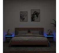 Iiaky Mesitas de Noche con Luces LED 2 uds mesillas de Noche Dormitorio Bedside Table Night Stand mesilla de Noche Gris Sonoma 40x39x48,5 cm
