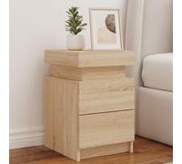 Iiaky Mesitas de Noche con Luces LED 2 uds mesitas de Noche Dormitorio Bedside Table mesita Noche Roble Sonoma 35x39x55 cm
