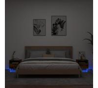 Iiaky Mesitas de Noche con Luces LED 2 uds mesitas de Noche Dormitorio Bedside Table mesita Noche Roble Ahumado 40x39x37 cm