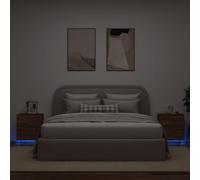 Iiaky Mesitas de Noche Luces LED 2 uds mesitas de Noche Dormitorio Bedside Table mesita Noche Madera ingeniería Roble marrón