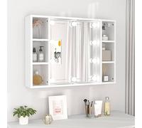 Iiaky Mueble con Espejo y LED Armario de baño con Espejo Armario Espejo baño con luz Espejo Armario baño Blanco 76x15x55 cm