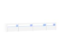 Iiaky Mueble De TV De 270 Cm Con Iluminación LED, Armario Bajo Aparador TV Salón, Diseño Moderno Y Elegante, Color Blanco