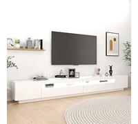 Iiaky Mueble de TV de 300 cm Mueble TV con Luz LED Mueble TV Salon Aparador TV Salón Mesa TV Madera con Estantes-Blanco-300x35x40 cm