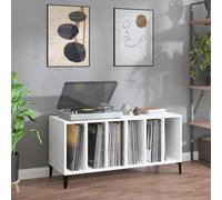 Iiaky Mueble para Discos Madera contrachapada Blanco 100x38x48 cm Mueble Tocadiscos Soporte de Almacenamiento de Discos de Vinilo