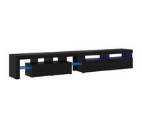 Iiaky Mueble para TV de 260 cm con iluminación LED Mueble para TV de salón Aparador Armario Auxiliar Soporte Consola Televisión Sala Almacenamiento Mueble Salón-Roble negro-260 cm