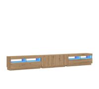 Iiaky Mueble TV de 300 cm con Luz LED, Mueble TV Salón Aparador, Mesa TV Madera con Estantes - Roble Artisan - 300x35x40 cm