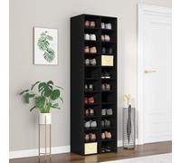 Iiaky Mueble Zapatero de Madera contrachapada Negro 54x34x183 cm Zapatero Mueble