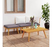 Iiaky Muebles de jardín 4 Piezas con Cojines Conjunto Jardin Exterior Garden Furniture sillones de Jardin Madera Maciza de Acacia // 3087001
