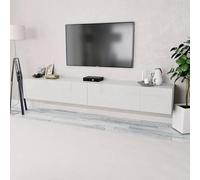 Iiaky Muebles TV de Comedor Mueble de TV de 240 cm Mueble TV Suspendido 240 x 40 x 34 cm con 2 Compartimientos con 2 Puertas Muebles de salón-Blanco-