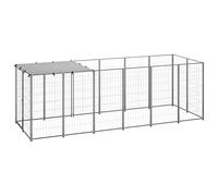 Iiaky Perrera de acero Plateado 330x110x110 cm Valla para Perros Parque para Perros Grandes