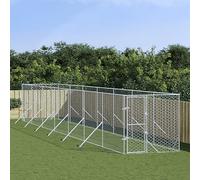 Iiaky Perrera de Exterior acero galvanizado Plateado 2x14x2 m Pawhut Parque para Perros Grandes