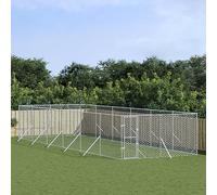 Iiaky Perrera de Exterior acero galvanizado Plateado 4x12x2 m Jaula Perro Grande Pawhut