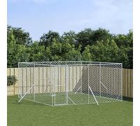 Iiaky Perrera de Exterior acero galvanizado Plateado 4x4x2 m Cercado para Perros Pawhut