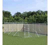 Iiaky Perrera de Exterior acero galvanizado Plateado 4x8x2 m Cercado para Perros Pawhut