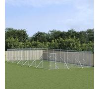 Iiaky Perrera de Exterior acero galvanizado Plateado 6x14x2 m Jaula Perro GrandePawhut