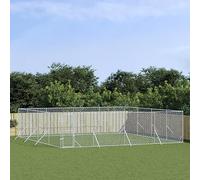 Iiaky Perrera de Exterior acero galvanizado Plateado 8x8x2 m Parque para Perros