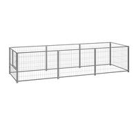Iiaky Perrera Plateada 3 m² Acero Caseta De Perro Grande Exterior Perreras Exteriores Valla para Perros Exterior Jardin