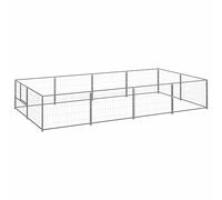 Iiaky Perrera Plateada 8 m² acero Jaulas para Perros Casa Perro Exterior Vallas Juguete