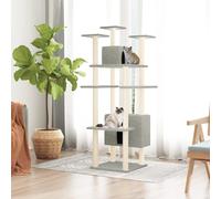 Iiaky Rascador para Gatos con Postes rascador de Gatos arbol rascador para Gatos Poste rascador para Gatos de sisal Gris Claro 162 cm