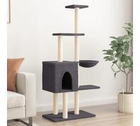 Iiaky Rascador para Gatos con Postes rascador de Gatos arbol rascador para Gatos Poste rascador para Gatos de sisal Gris Oscuro 145 cm