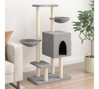 Iiaky Rascador para Gatos con Postes rascador de Gatos arbol rascador para Gatos Poste rascador para Gatos de sisal Gris Claro 117 cm