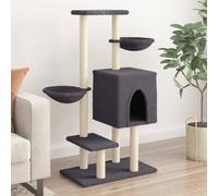 Iiaky Rascador para Gatos con Postes rascador de Gatos arbol rascador para Gatos Poste rascador para Gatos de sisal Gris Oscuro 117 cm