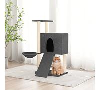 Iiaky Rascador para Gatos con Postes rascador de Gatos arbol rascador para Gatos Poste rascador para Gatos de sisal Gris Oscuro 96 cm