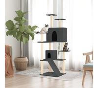 Iiaky Rascador para Gatos con Postes rascador de Gatos arbol rascador para Gatos Poste rascador para Gatos de sisal Gris Oscuro 153 cm - 171695