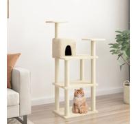 Iiaky Rascador para Gatos con Postes rascador de Gatos arbol rascador para Gatos Poste rascador para Gatos de sisal Color Crema 118,5 cm
