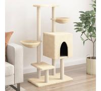 Iiaky Rascador para Gatos con Postes rascador de Gatos arbol rascador para Gatos Poste rascador para Gatos de sisal Color Crema 117 cm