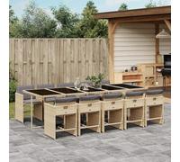 Iiaky Set Comedor de jardín 11 pzas con Cojines Conjunto Mesa y sillas Jardin Muebles terraza Exterior Conjunto Mesa sillas ratán sintético Beige // 3211116