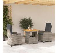 Iiaky Set Comedor de jardín 3 Piezas con Cojines Mesa y sillas terraza Exterior Muebles Jardin Exterior Muebles de Jardin ratán sintético Gris // 3277397