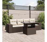 Iiaky Set Comedor de jardín 5 Piezas y Cojines Conjunto Mesa y sillas Jardin Muebles terraza Exterior Conjunto Mesa sillas ratán sintético marrón // 3268993