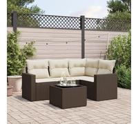 Iiaky Set Comedor de jardín 5 Piezas y Cojines Conjunto Mesa y sillas Jardin Muebles terraza Exterior Conjunto Mesa sillas ratán sintético marrón // 3251260