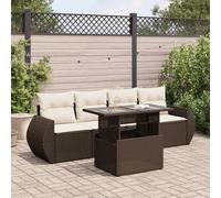 Iiaky Set Comedor de jardín 5 Piezas y Cojines Conjunto Mesa y sillas Jardin Muebles terraza Exterior Conjunto Mesa sillas ratán sintético marrón // 3326564