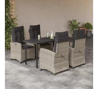 Iiaky Set Comedor de jardín 5 pzas Cojines Conjunto Mesa y sillas Jardin Muebles terraza Exterior Conjunto Mesa sillas ratán sintético Gris Claro // 3212855
