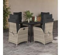 Iiaky Set Comedor de jardín 5 pzas Cojines Mesa y sillas terraza Exterior Muebles Jardin Exterior Muebles de Jardin ratán sintético Gris Claro // 3213286
