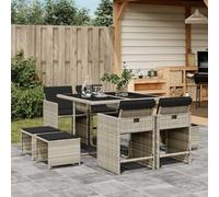 Iiaky Set Comedor de jardín 9 pzas Cojines Mesa y sillas terraza Exterior Muebles Jardin Exterior Muebles de Jardin ratán sintético Gris Claro // 3277906